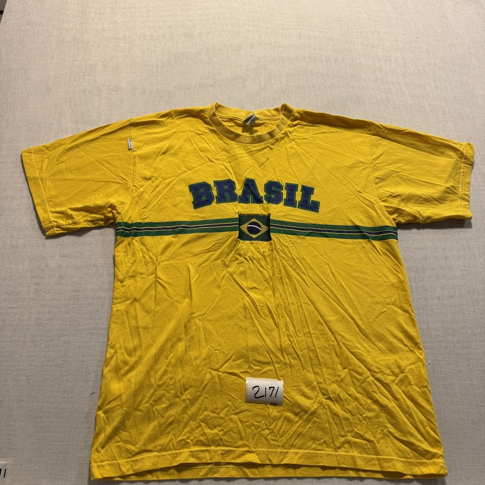Braziline Brasil Soccer T-Shirt Mens Sz L Yellow New Without Tags